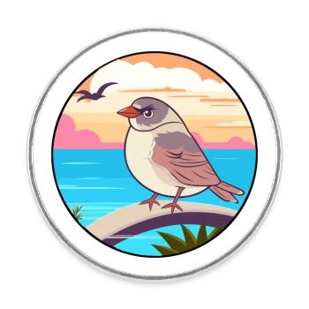 Spatz Aquarell Cartoon Kawaii Clipart Tier - Runder Kühlschrankmagnet - Weiß - Vorne