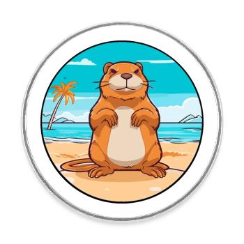 Gopher Aquarell Cartoon Kawaii Clipart Tier - Runder Kühlschrankmagnet - Weiß - Vorne