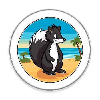 Stinktier-Aquarell-Cartoon-Kawaii-Clipart-Tier - Runder Kühlschrankmagnet - Weiß - Vorne