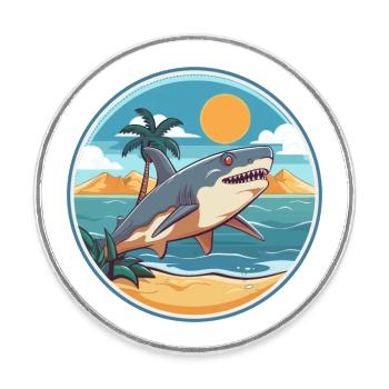 Hai Aquarell Cartoon Kawaii Clipart Tier - Runder Kühlschrankmagnet - Weiß - Vorne