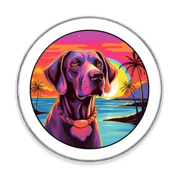 Bruno Jura Hound Dog Breed Colorful Cartoon Waterc - Round  fridge magnet - white - Front