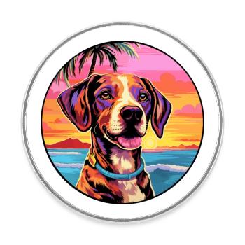Combai Hunderasse Bunte Karikatur Aquarell - Runder Kühlschrankmagnet - Weiß - Vorne