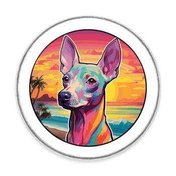 Inca Hairless Dog Breed Colorful Cartoon Watercolo - Round  fridge magnet - white - Front