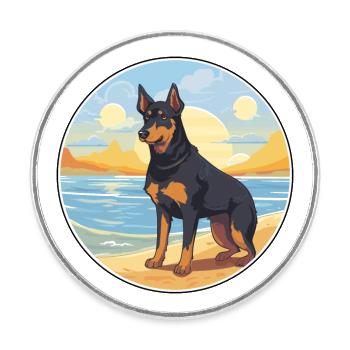 Beauceron chien race Cartoon Kawaii Clipart chien animal de compagnie - Magnet rond - blanc - Devant