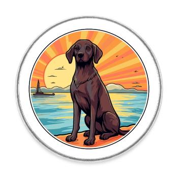 Berger De Beauce Dog Breed Cartoon Kawaii Clipart - Round  fridge magnet - white - Front