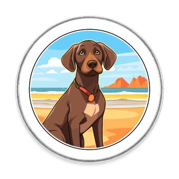 Burgos Pointer chien race Cartoon Kawaii Clipart - Magnet rond - blanc - Devant