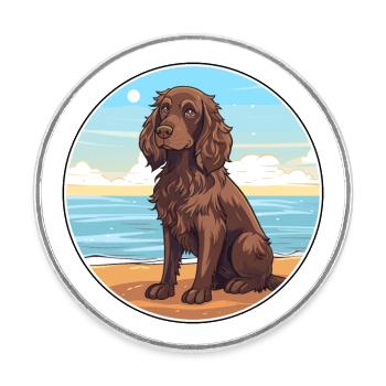 Boykin Épagneul chien race Cartoon Kawaii Clipart - Magnet rond - blanc - Devant