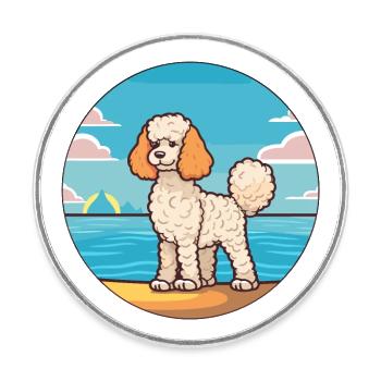 Schnurpudel Hund Rasse Cartoon Kawaii Clipart Hund - Runder Kühlschrankmagnet - Weiß - Vorne