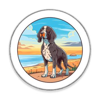 Frison pointage chien race Cartoon Kawaii Clipart - Magnet rond - blanc - Devant