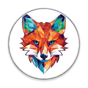 Gelehrter Fuchs, farbenfroher Aquarell-Tier-Haustier-Cartoon - Runder Kühlschrankmagnet - Weiß - Vorne