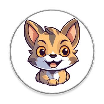 Pixie Bob Cat Cartoon Watercolor Illustration - Round  fridge magnet - white - Front