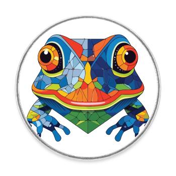 Bunte Aquarell-Tierhaustierillustration des Frosches - Runder Kühlschrankmagnet - Weiß - Vorne
