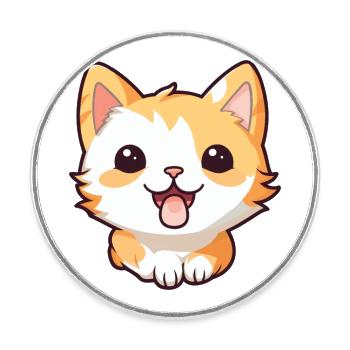 Pixie Bob Cat Cartoon Watercolor Illustration - Round  fridge magnet - white - Front