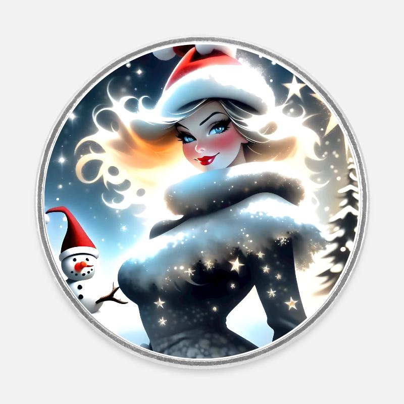 Frohe Weihnachten #7 - Runder Kühlschrankmagnet - Weiß