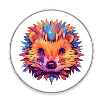Igel Buntes Aquarell Cartoon Kawaii Tier - Runder Kühlschrankmagnet - Weiß - Vorne