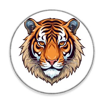 Tiger Buntes Aquarell Cartoon Kawaii Tier - Runder Kühlschrankmagnet - Weiß - Vorne