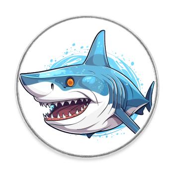 Hai Buntes Aquarell Cartoon Kawaii Tier - Runder Kühlschrankmagnet - Weiß - Vorne
