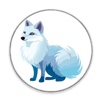 Arktisfuchs Bunte Aquarell-Karikatur Kawaii Anim - Runder Kühlschrankmagnet - Weiß - Vorne