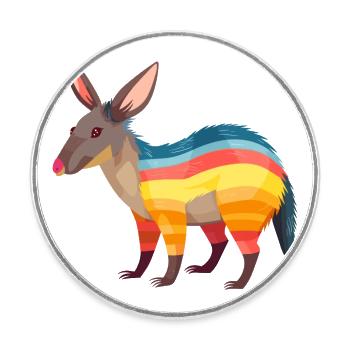 Aardvark Colorful Watercolor Cartoon Kawaii Animal - Round  fridge magnet - white - Front