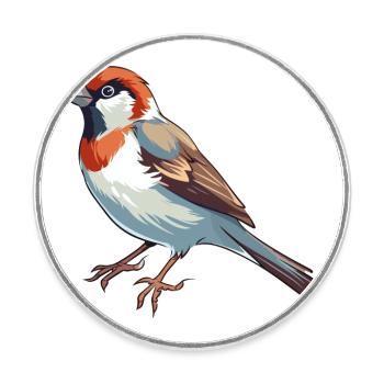 Sperling Buntes Aquarell Cartoon Kawaii Tier - Runder Kühlschrankmagnet - Weiß - Vorne
