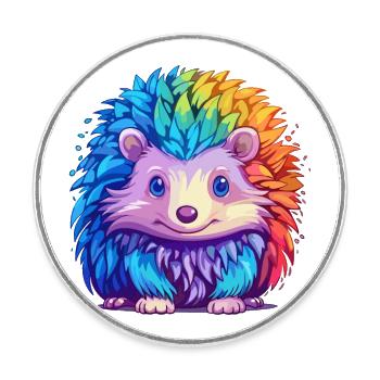 Igel Buntes Aquarell Cartoon Kawaii Tier - Runder Kühlschrankmagnet - Weiß - Vorne