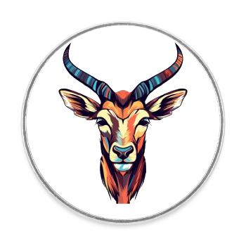 Impala Buntes Aquarell Cartoon Kawaii Tier - Runder Kühlschrankmagnet - Weiß - Vorne