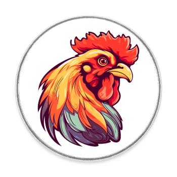 Chicken Colorful Watercolor Cartoon Kawaii Animal - Round  fridge magnet - white - Front