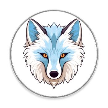 Arktisfuchs Bunte Aquarell-Karikatur Kawaii Anim - Runder Kühlschrankmagnet - Weiß - Vorne