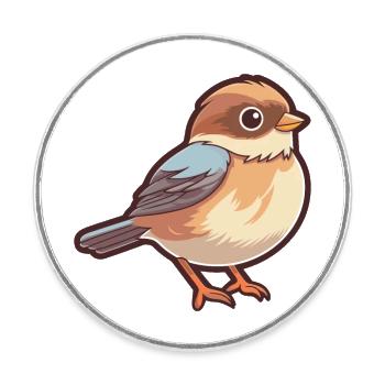 Spatz Niedliche Karikatur Kawaii Aquarell Tier Haustier - Runder Kühlschrankmagnet - Weiß - Vorne