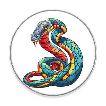 Snake Colorful Watercolor Cartoon Kawaii Animal - Round  fridge magnet - white - Front