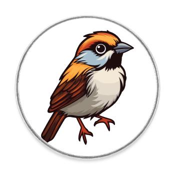 Spatz Niedliche Karikatur Kawaii Aquarell Tier Haustier - Runder Kühlschrankmagnet - Weiß - Vorne