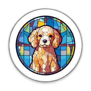 Hund Bunte Karikatur Kawaii Tier - Runder Kühlschrankmagnet - Weiß - Vorne