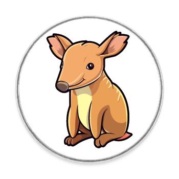 Aardvark Cute Cartoon Kawaii Watercolor Animal Pet - Round  fridge magnet - white - Front