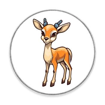 Impala Niedliche Karikatur Kawaii Aquarell Tier Haustier - Runder Kühlschrankmagnet - Weiß - Vorne