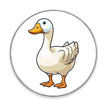 Gans niedliche Karikatur Kawaii Aquarell Tier Haustier - Runder Kühlschrankmagnet - Weiß - Vorne