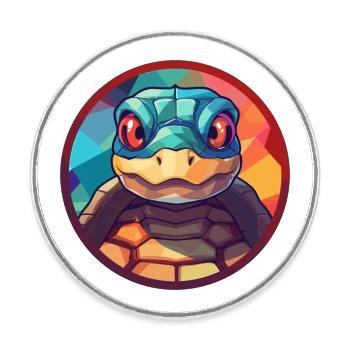 Schildkröte Bunte Karikatur Kawaii Anima - Runder Kühlschrankmagnet - Weiß - Vorne