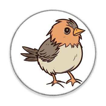 Spatz Niedlich Glücklich Kawaii Cartoon Clipart Tier - Runder Kühlschrankmagnet - Weiß - Vorne