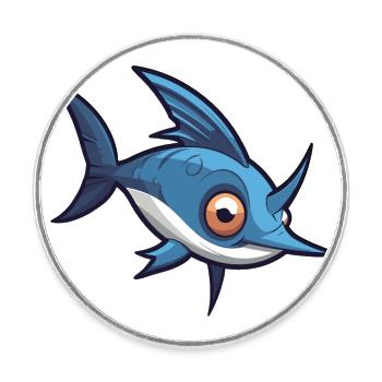 Schwertfisch Niedlich Glücklich Kawaii Cartoon Clipart Tier - Runder Kühlschrankmagnet - Weiß - Vorne
