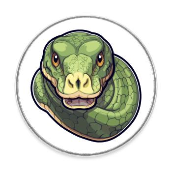 Anakonda Niedlich Glücklich Kawaii Cartoon Clipart Tier - Runder Kühlschrankmagnet - Weiß - Vorne