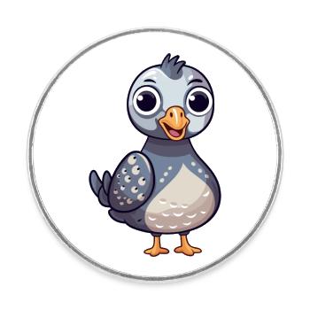 Pintade Mignon Heureux Kawaii Dessin Animé Clipart Anim - Magnet rond - blanc - Devant