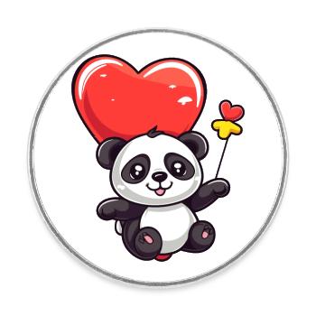 Panda, Kawaii, Karikatur, Haustier, Spielender, Mit, Balloons - Runder Kühlschrankmagnet - Weiß - Vorne