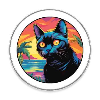 Bombay Cat Race Aquarelle Dessin animé Kawaii Pet - Magnet rond - blanc - Devant