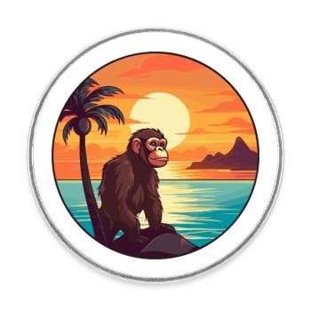 Affe buntes Aquarell Cartoon Kawaii Tier - Runder Kühlschrankmagnet - Weiß - Vorne