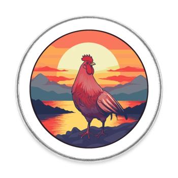 Chicken Colorful Watercolor Cartoon Kawaii Animal - Round  fridge magnet - white - Front