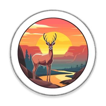 Deer Colorful Watercolor Cartoon Kawaii Animal - Round  fridge magnet - white - Front