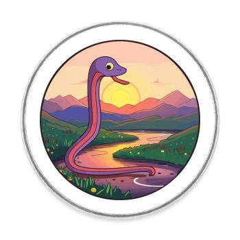 Regenwurm Buntes Aquarell Cartoon Kawaii Haustier - Runder Kühlschrankmagnet - Weiß - Vorne