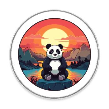 Panda Buntes Aquarell Cartoon Kawaii Tier - Runder Kühlschrankmagnet - Weiß - Vorne