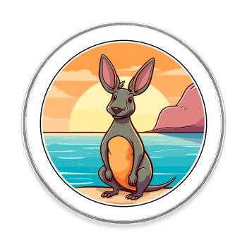 Aardvark Watercolor Cartoon Kawaii Clipart Animal - Round  fridge magnet - white - Front