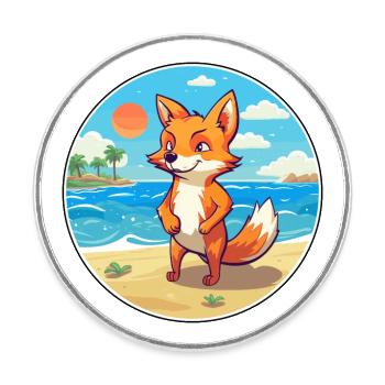 Fuchs Aquarell Cartoon Kawaii Clipart Tier - Runder Kühlschrankmagnet - Weiß - Vorne