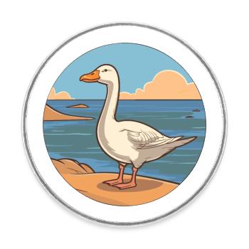 Gans Aquarell Cartoon Kawaii Clipart Tier - Runder Kühlschrankmagnet - Weiß - Vorne